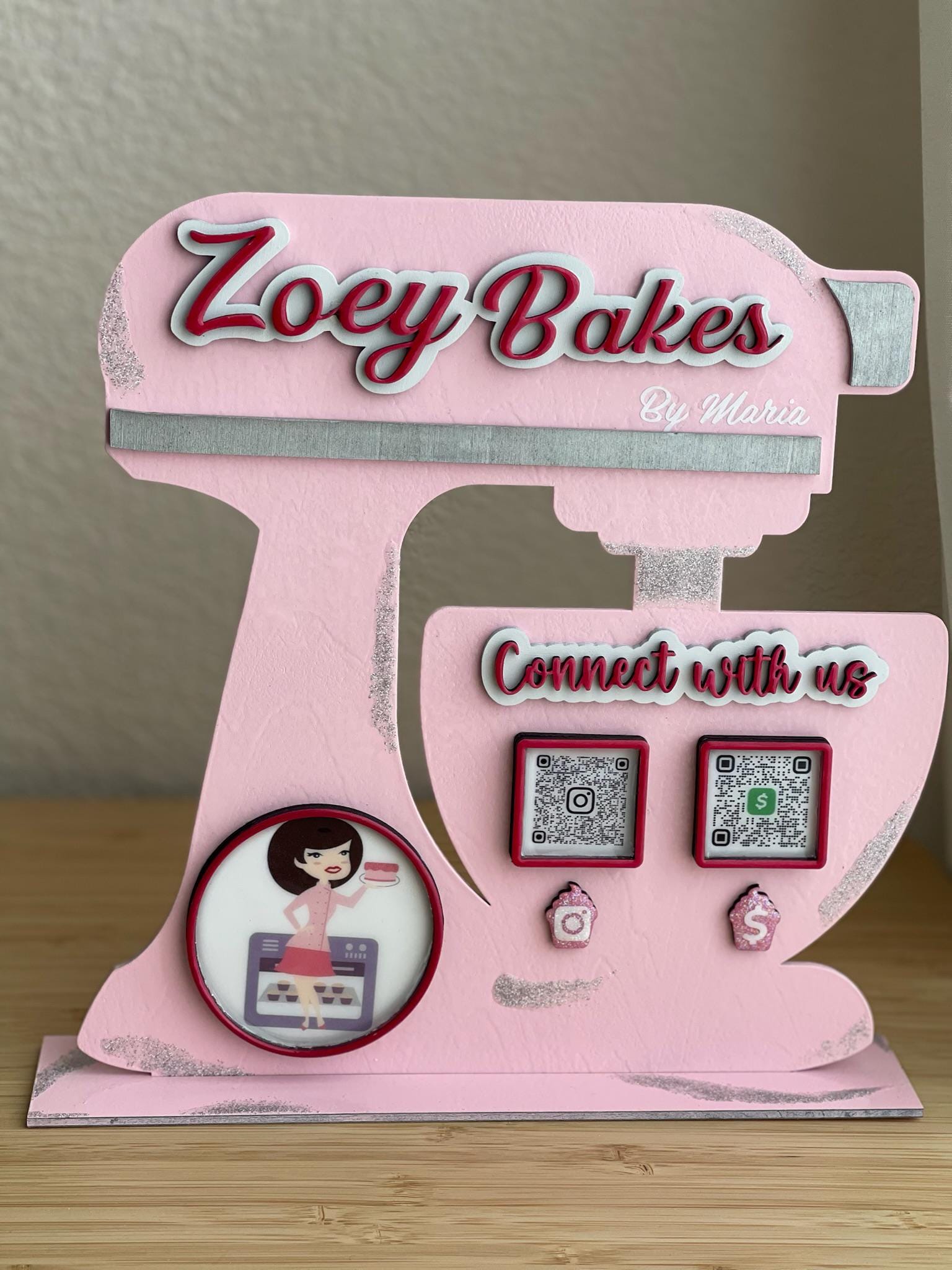Personalized Stand Mixer for Bakery/Culinary/Business Owners – QR codes to simplify your business – Perfect for Vendor Events & Live Videos