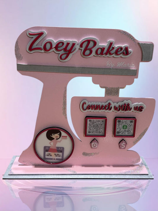 Personalized Stand Mixer for Bakery/Culinary/Business Owners – QR codes to simplify your business – Perfect for Vendor Events & Live Videos