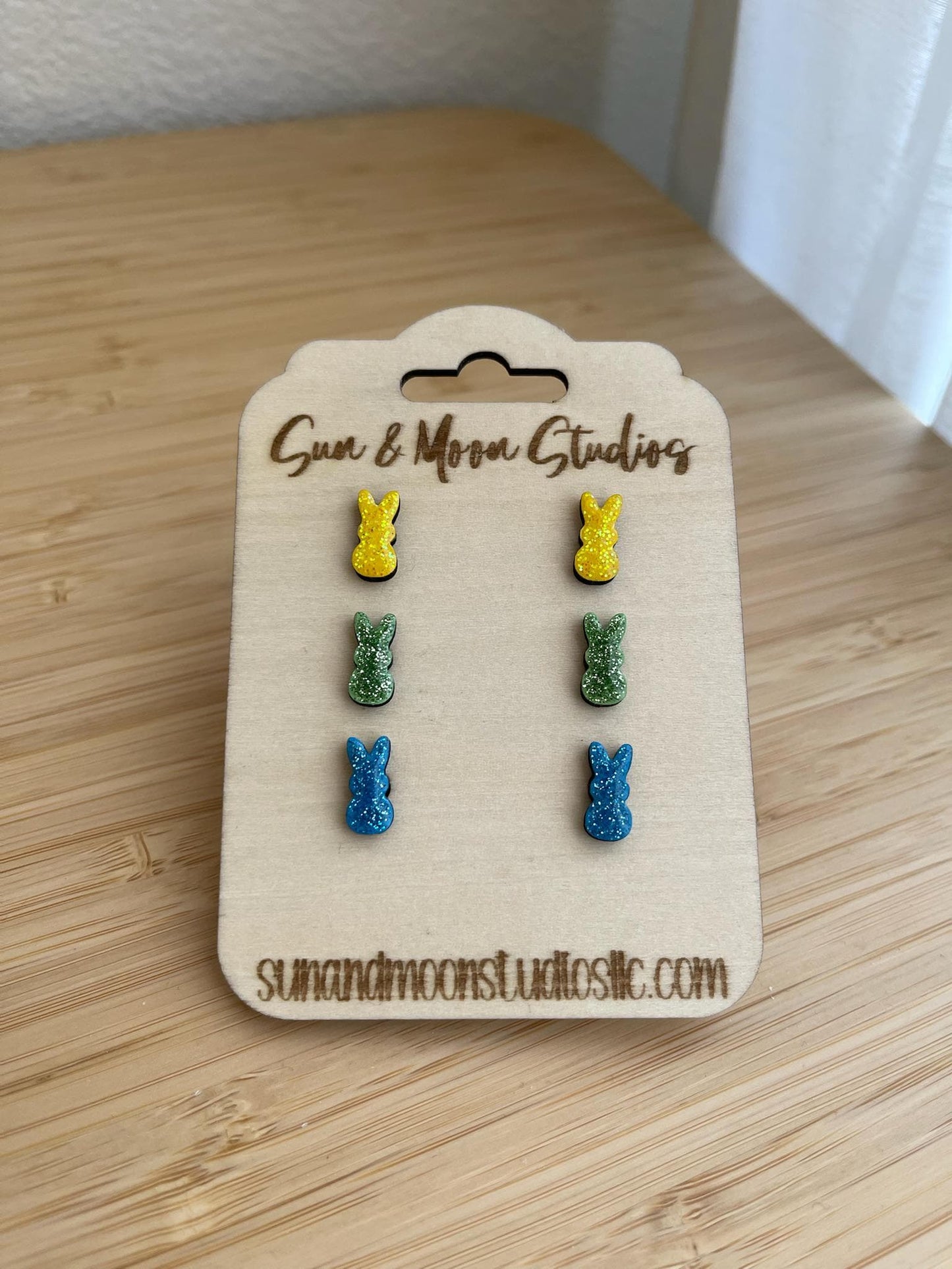 Hand-Painted Peeps Stud Earrings: Colorful Easter Jewelry