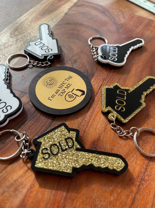 NFC SOLD House Keychain: Realtor Closing Gift, Tap Business Card