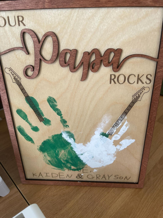 Handprint Keepsake Sign  My Dad Rocks Sign with Stand