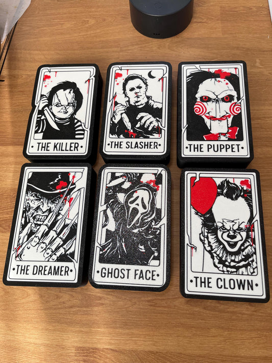 Horror Character LED Tarot Style Light Box | Halloween Horror Night Decor | Spooky Movie Villain Night Light | Creepy Room & Desk Deco