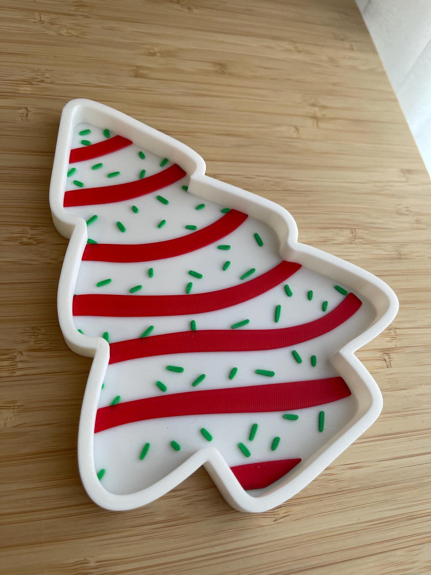 Christmas Tree Cake Trinket Tray - Holiday Candy Cane Stripes & Sprinkles Edition