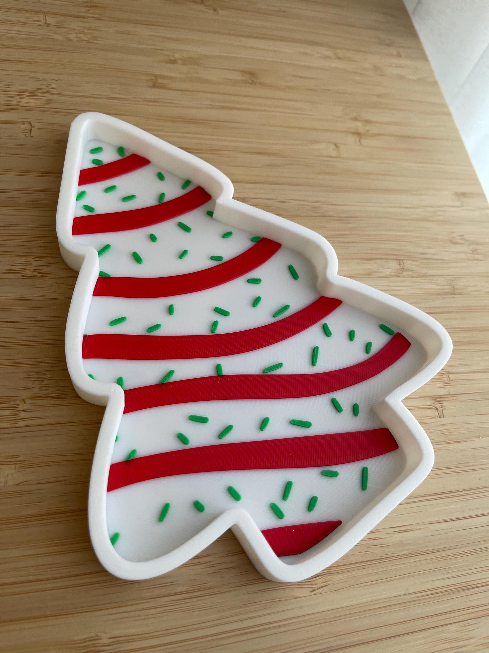 Christmas Tree Cake Trinket Tray - Holiday Candy Cane Stripes & Sprinkles Edition