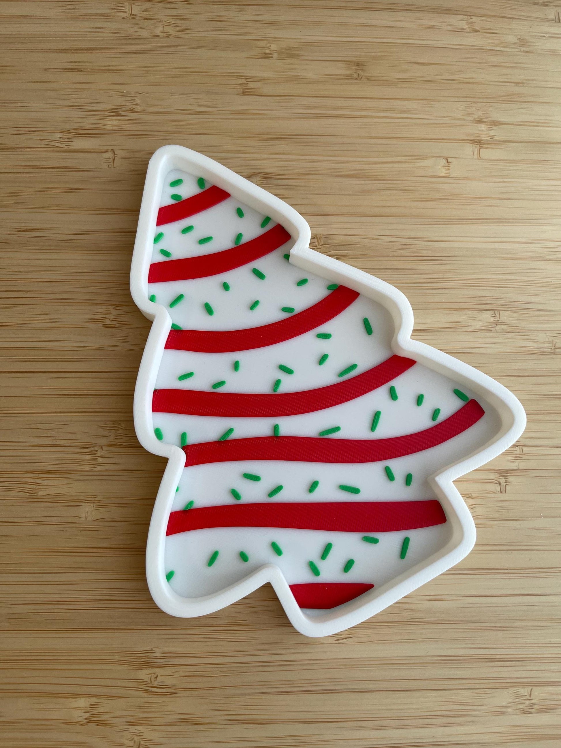 Christmas Tree Cake Trinket Tray - Holiday Candy Cane Stripes & Sprinkles Edition