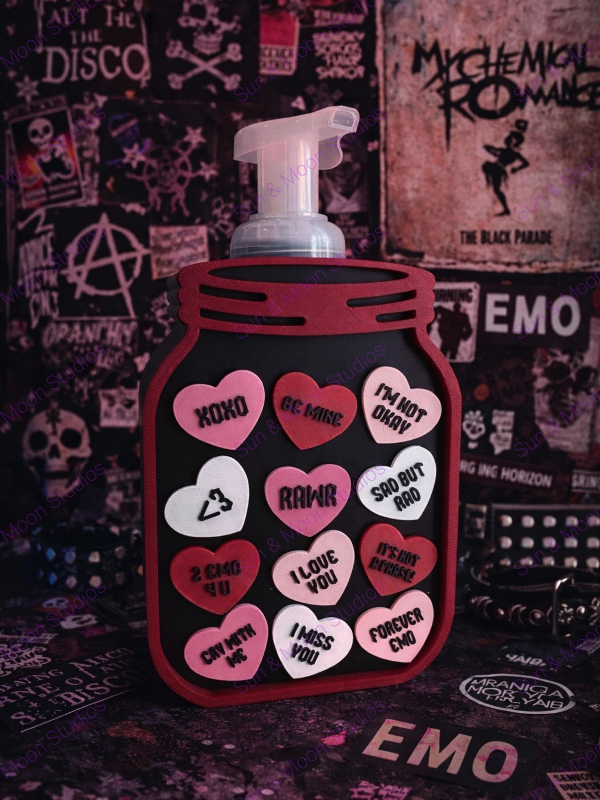 Conversation Heart Canning Jar Soap Holder – Valentine’s Bathroom Decor | Foaming Soap Holder | Bath & Body Works Soap Holder