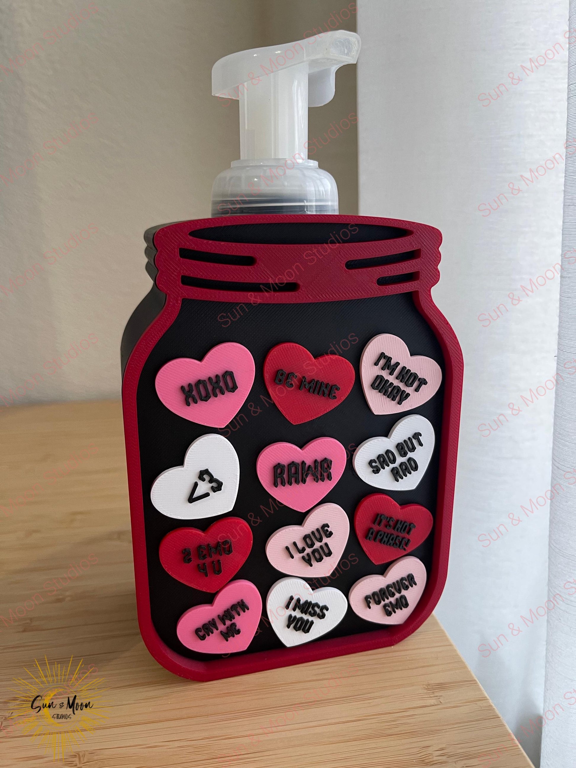 Conversation Heart Canning Jar Soap Holder – Valentine’s Bathroom Decor | Foaming Soap Holder | Bath & Body Works Soap Holder