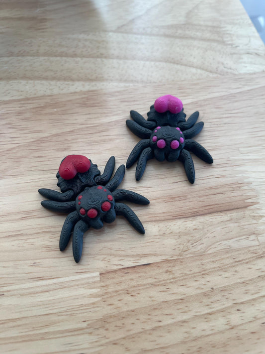 Heart Butt Spider Fidget, Cute Articulated Spider, 3D Printed Desk Buddy, Kawaii Goth Spider, Valentine Spider Gift, Sensory Fidget Toy