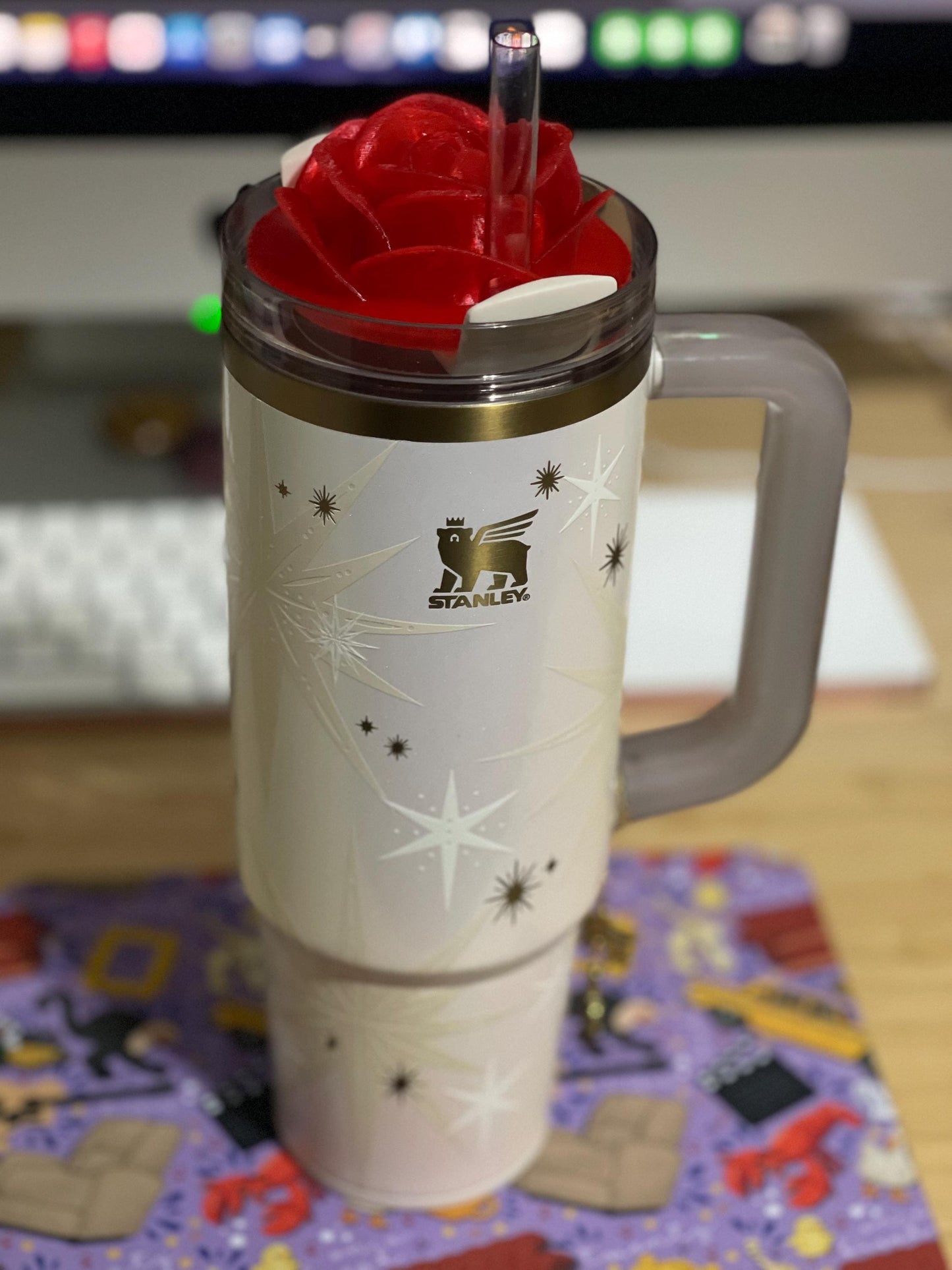 Rose Lid Topper for Stanley Tumblers 20oz 30oz 40oz | Floral Cup Charm | Decorative Cup Accessory