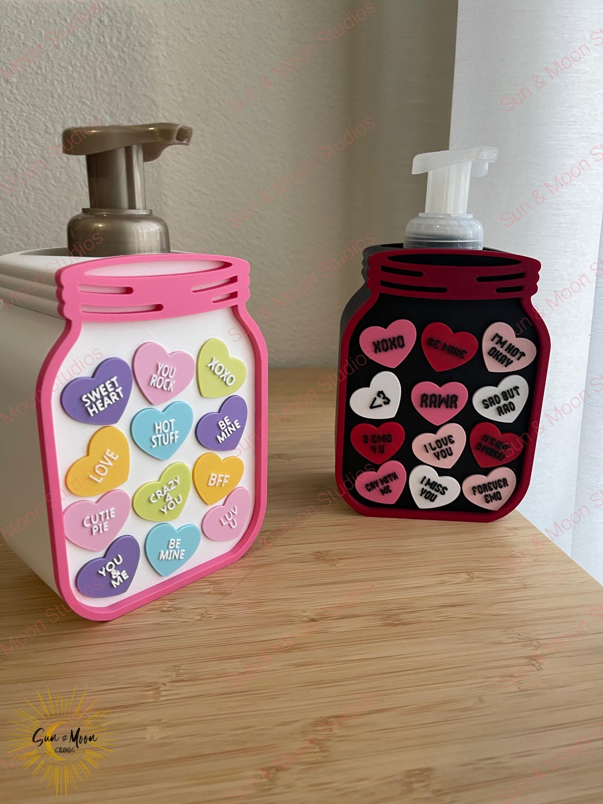 Conversation Heart Canning Jar Soap Holder – Valentine’s Bathroom Decor | Foaming Soap Holder | Bath & Body Works Soap Holder