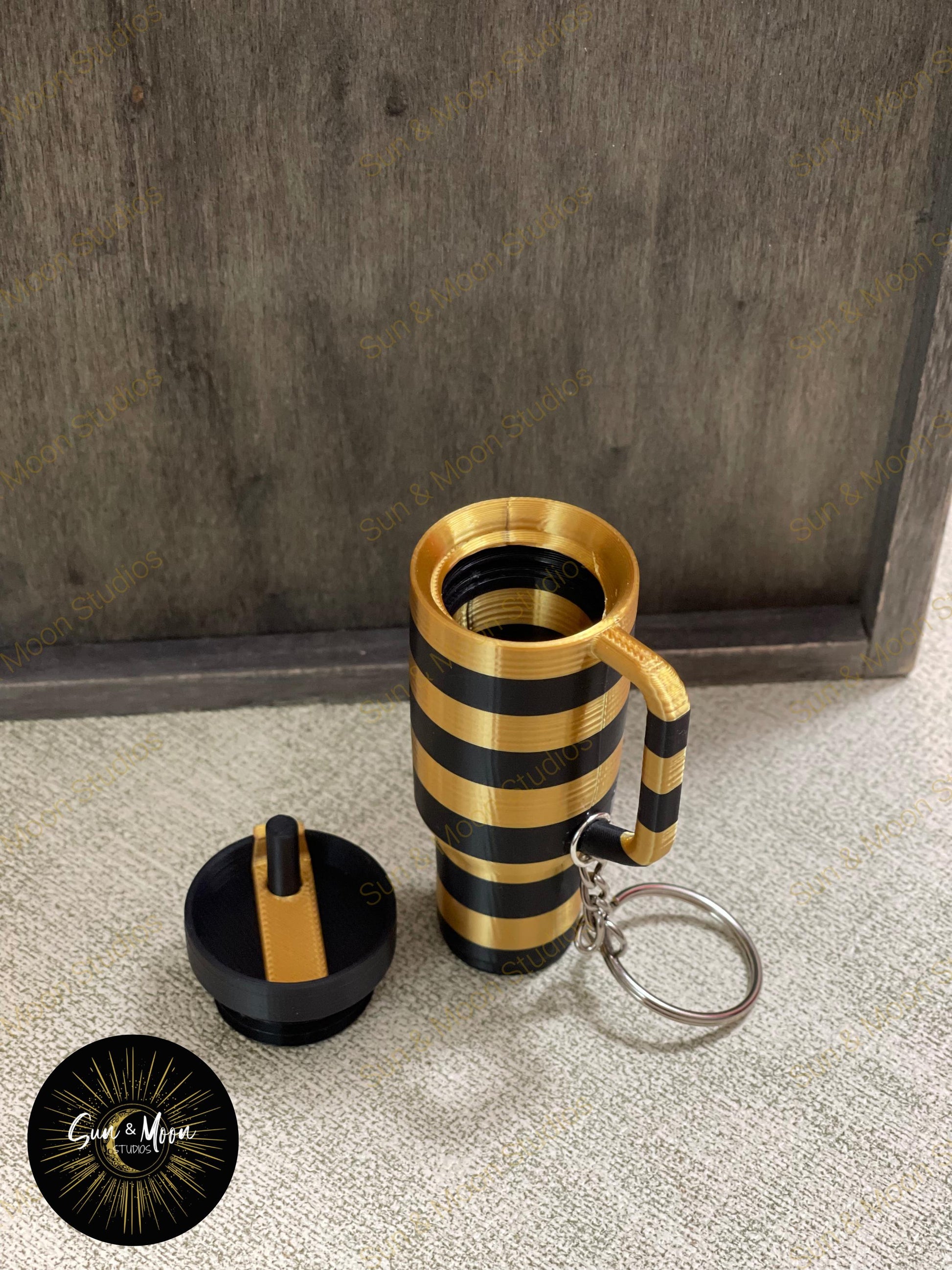 Vegas Golen Knights - VGK- Mini Stanley inspired Tumbler Keychain- realistic deep lid with band to hold chapstick and more