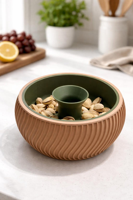 3D Printed Pistachio Bowl with Shell Holder | Modern Snack Container
