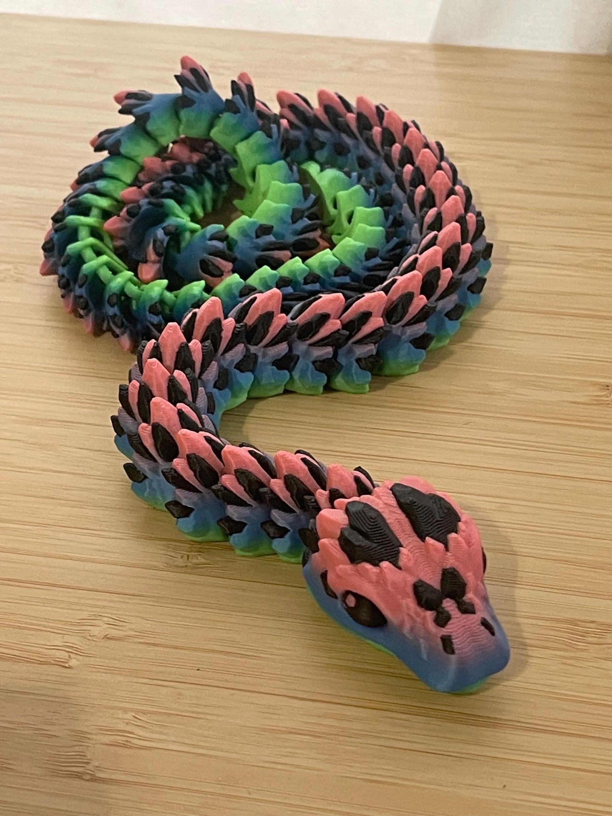 Crystal Articulated Snake - Flexible 3D Printed Snake - Fantasy Crystal Decor - Fidget Snake Toy - Dragon Snake Figure