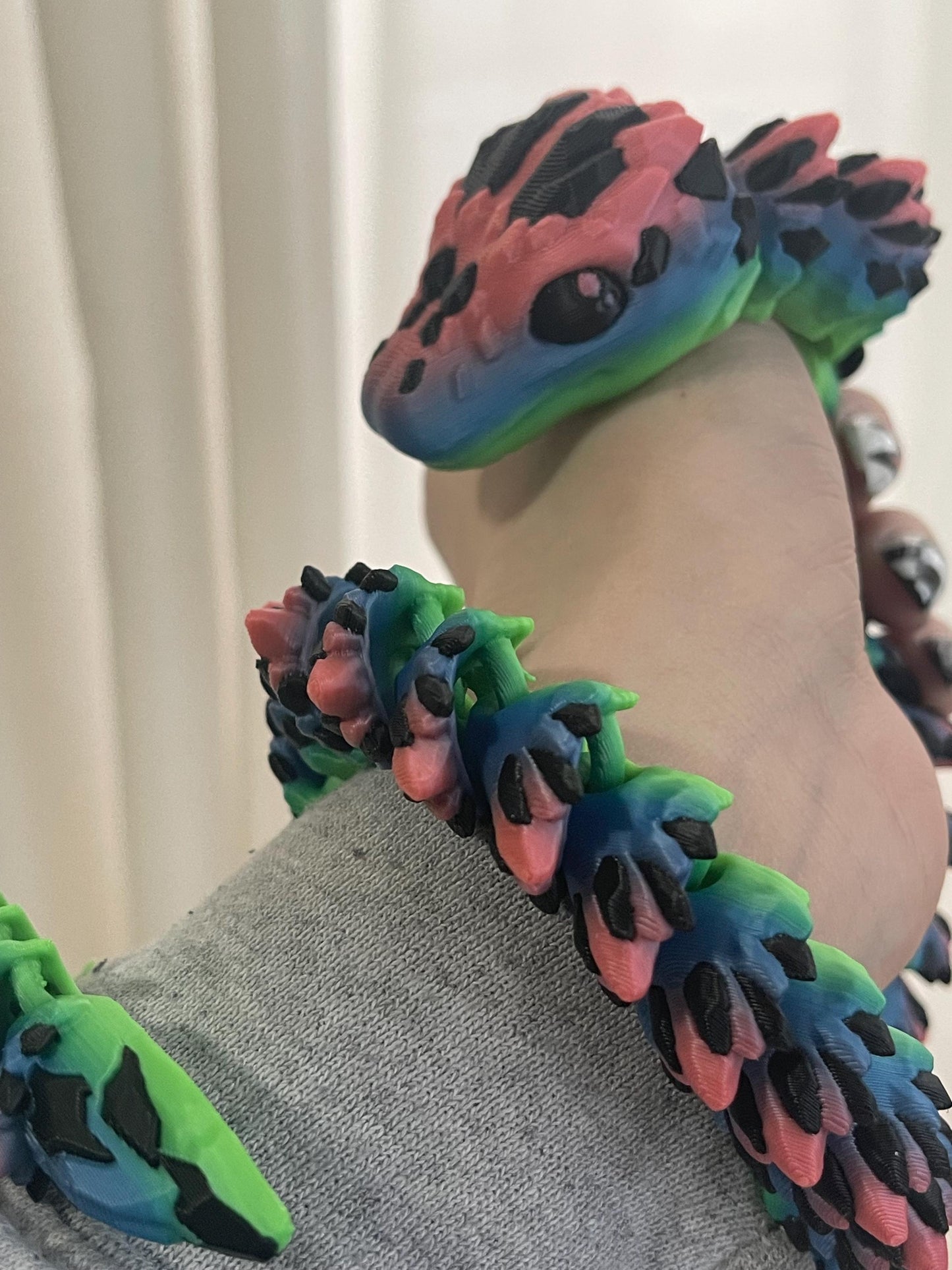 Crystal Articulated Snake - Flexible 3D Printed Snake - Fantasy Crystal Decor - Fidget Snake Toy - Dragon Snake Figure