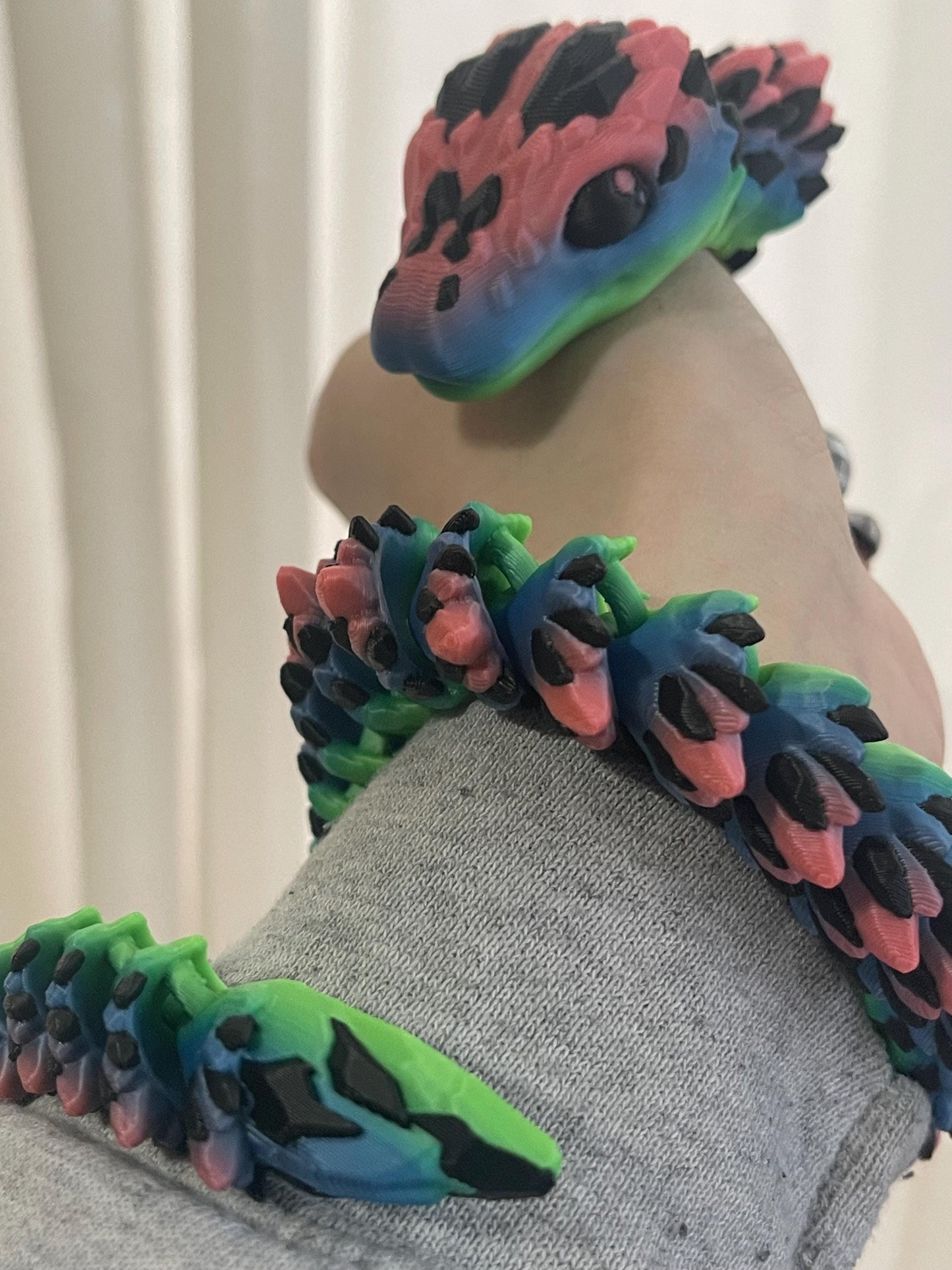 Crystal Articulated Snake - Flexible 3D Printed Snake - Fantasy Crystal Decor - Fidget Snake Toy - Dragon Snake Figure