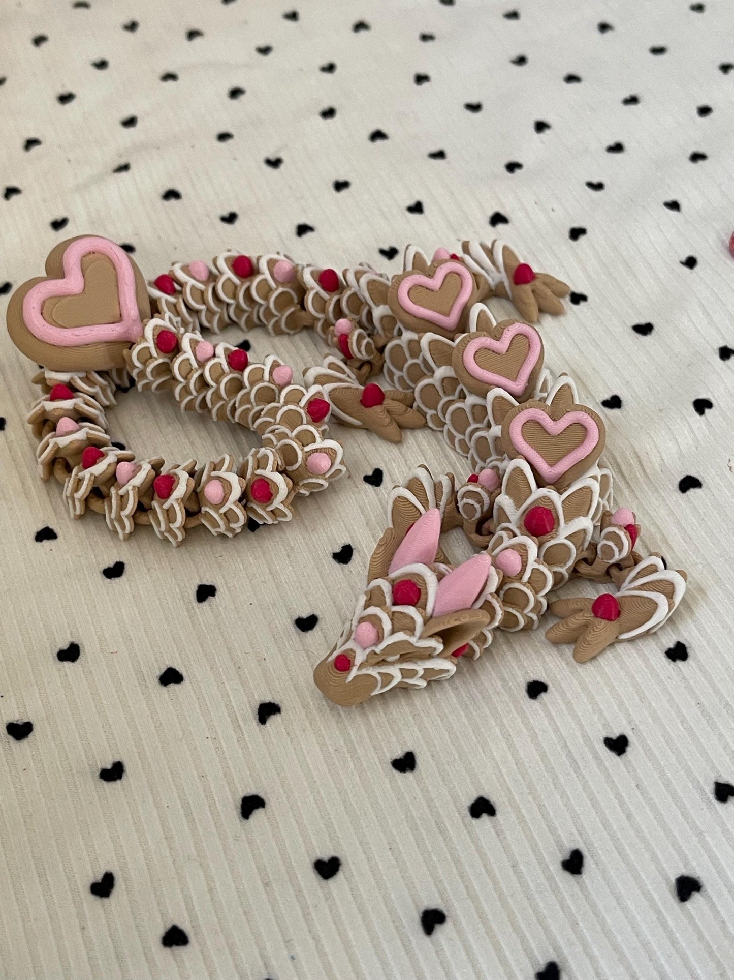 Heart Cookie Dragon Fidget, Articulated Dragon, Flexi Dragon, Valentine Dragon Gift, Dragon Desk Buddy, Cookie Dragon, Sensory Fidget Toy