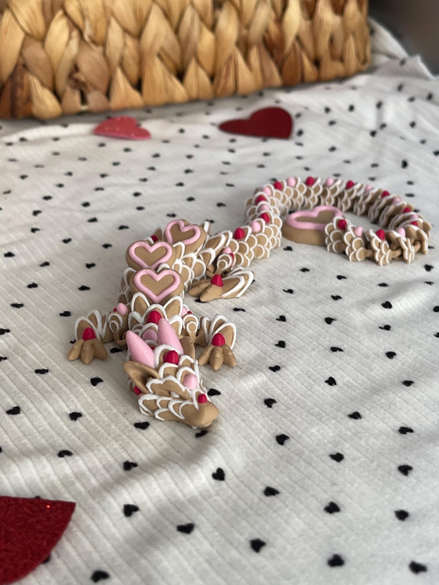 Heart Cookie Dragon Fidget, Articulated Dragon, Flexi Dragon, Valentine Dragon Gift, Dragon Desk Buddy, Cookie Dragon, Sensory Fidget Toy