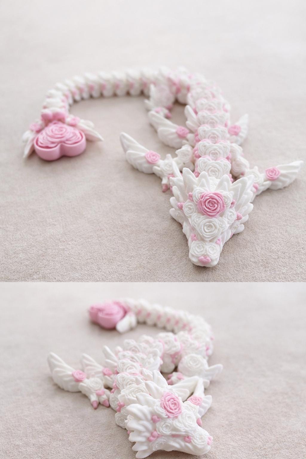 Articulated Rose Dragon Fidget Toy – 3D Printed Desk Decor