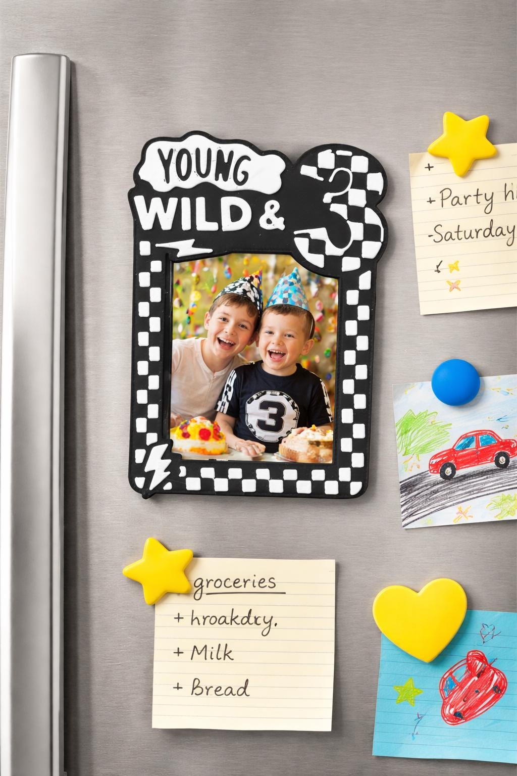 Young Wild & Three Birthday Party Favor Magnet - Kids Birthday Gift - Party Favor for Guests - Toddler Birthday Decor