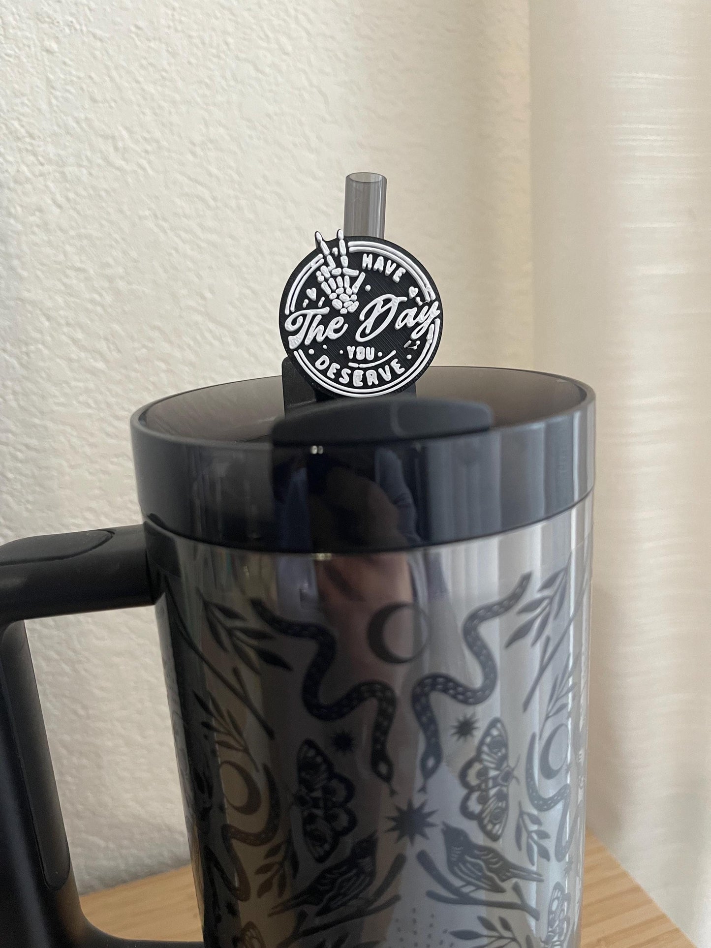 Have the Day You Deserve Desk Accessories | Pen Holder, Post-It Note Holder, Straw Topper, Jumbo Paper Clip | Funny Office Gift