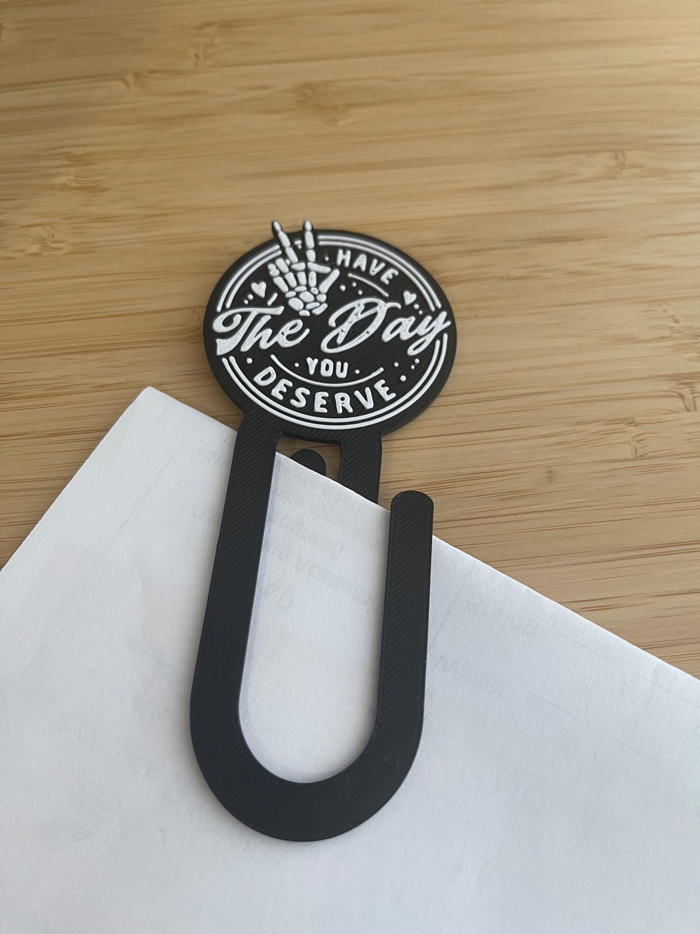Have the Day You Deserve Desk Accessories | Pen Holder, Post-It Note Holder, Straw Topper, Jumbo Paper Clip | Funny Office Gift