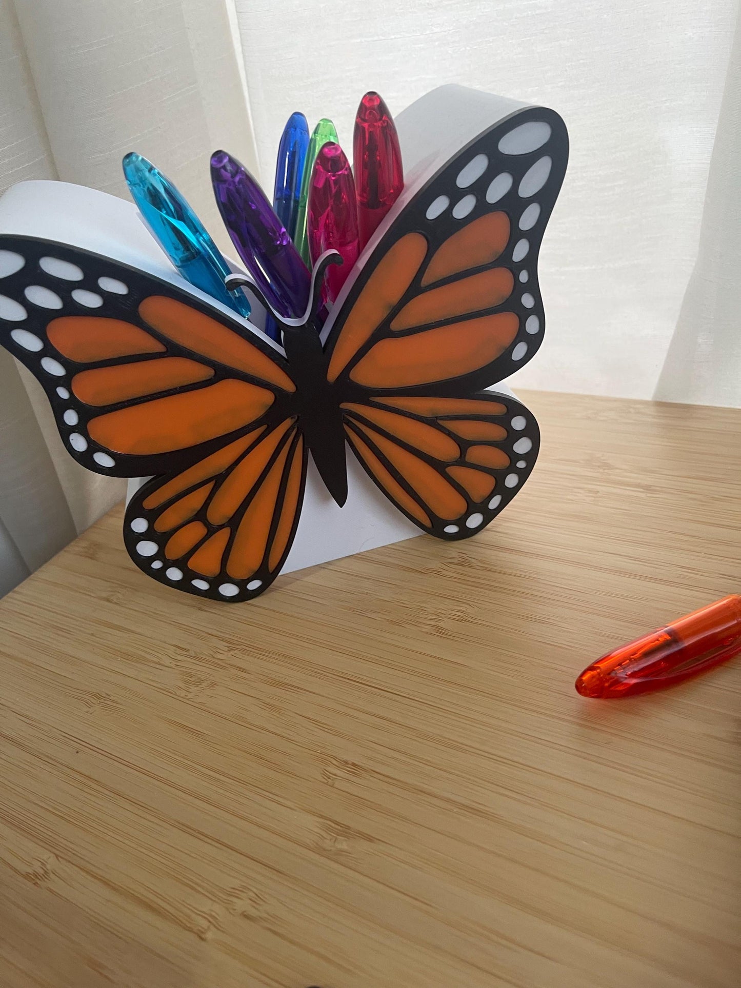 Butterfly Desk Accessories Set | Monarch Butterfly Desk Decor | Pen Holder | Sticky Note Holder | Jumbo Paper Clip | Office Decor