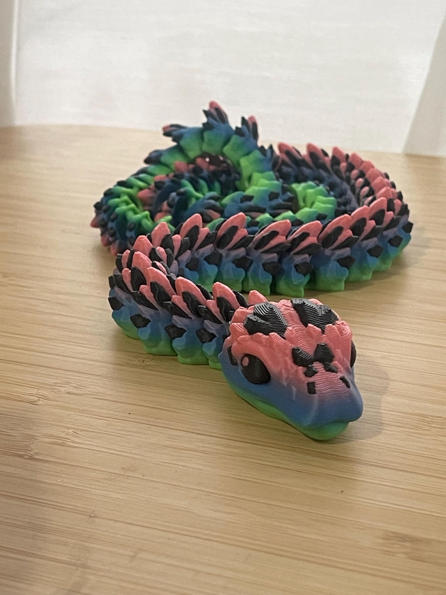Crystal Articulated Snake - Flexible 3D Printed Snake - Fantasy Crystal Decor - Fidget Snake Toy - Dragon Snake Figure