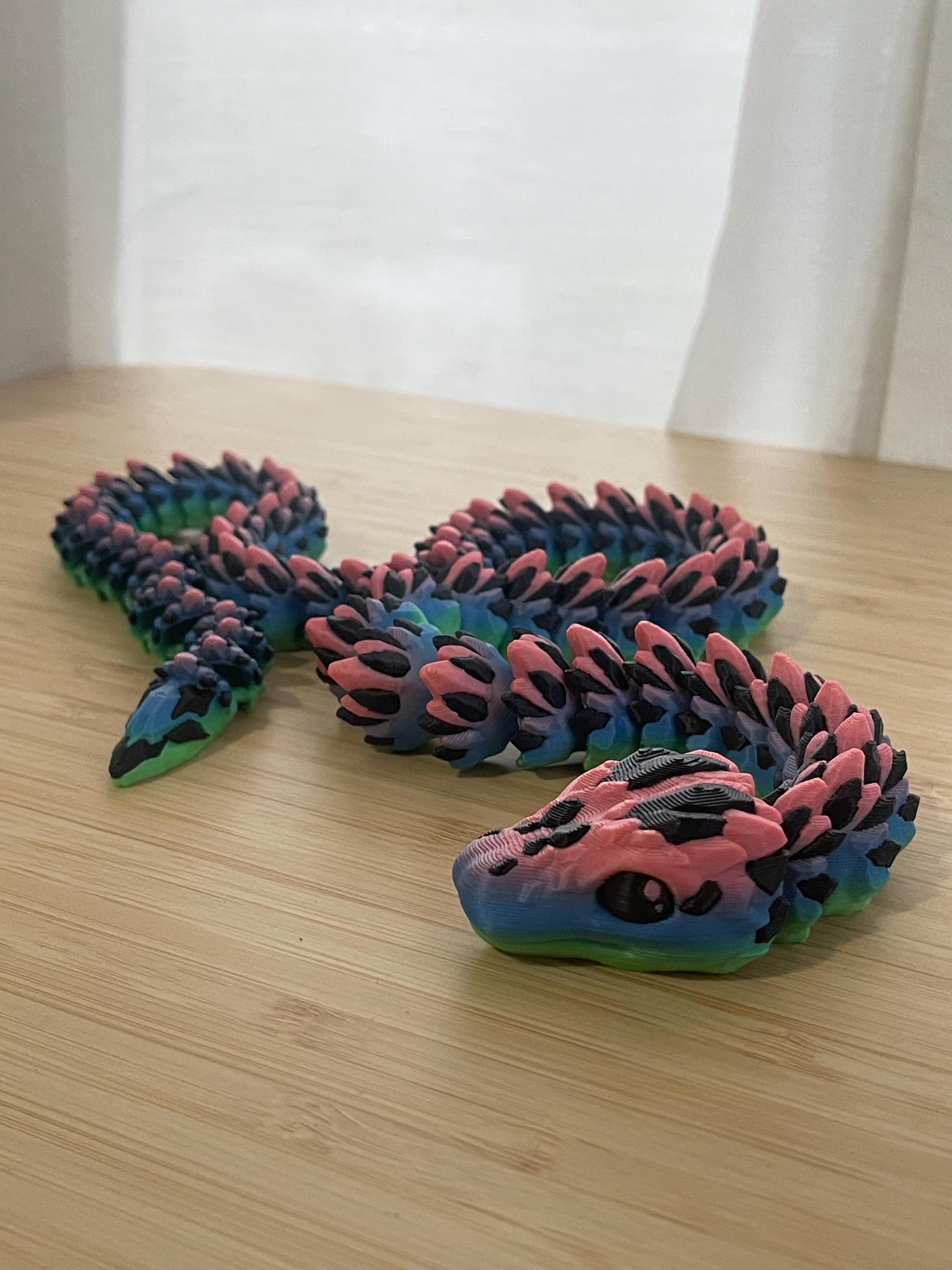 Crystal Articulated Snake - Flexible 3D Printed Snake - Fantasy Crystal Decor - Fidget Snake Toy - Dragon Snake Figure
