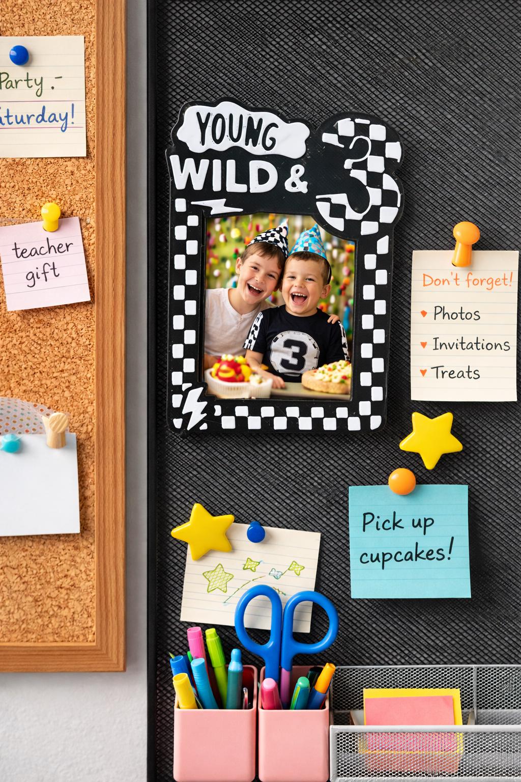 Young Wild & Three Birthday Party Favor Magnet - Kids Birthday Gift - Party Favor for Guests - Toddler Birthday Decor