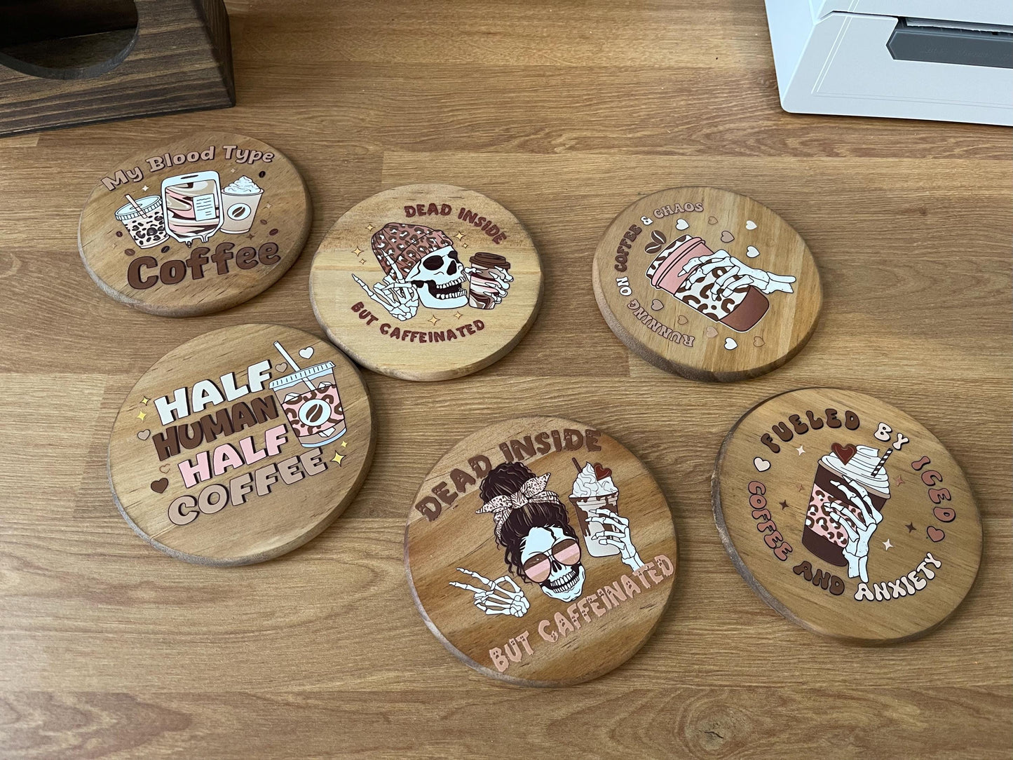 Funny Coffee or Plant Coasters - Skeleton Coffee Coasters - Plant Lover Coasters
