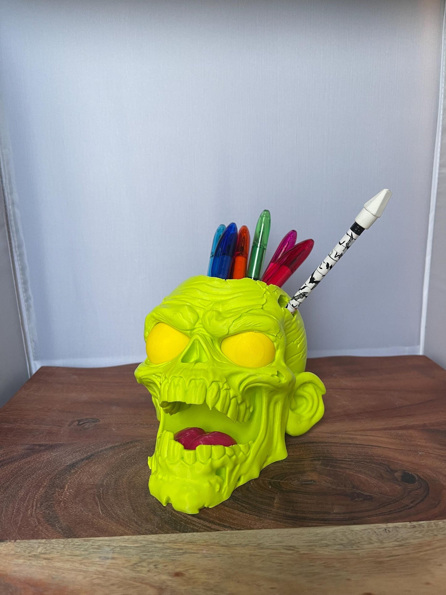 Skull Pen Holder - 3D Printed Desk Organizer - Gothic Desk Decor - Skull Pencil Holder - Unique Office Accessory