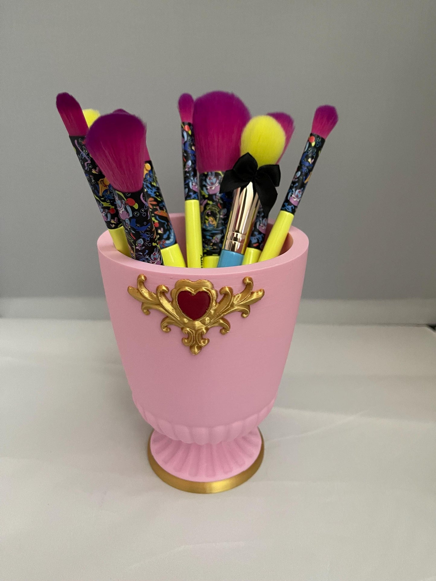 Pink Victorian Makeup Brush Holder | Pen & Desk Accessory Holder | Ornate Vanity Organizer | Elegant Vanity Decor