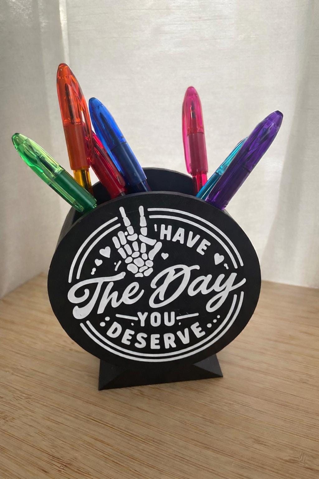 Have the Day You Deserve Desk Accessories | Pen Holder, Post-It Note Holder, Straw Topper, Jumbo Paper Clip | Funny Office Gift