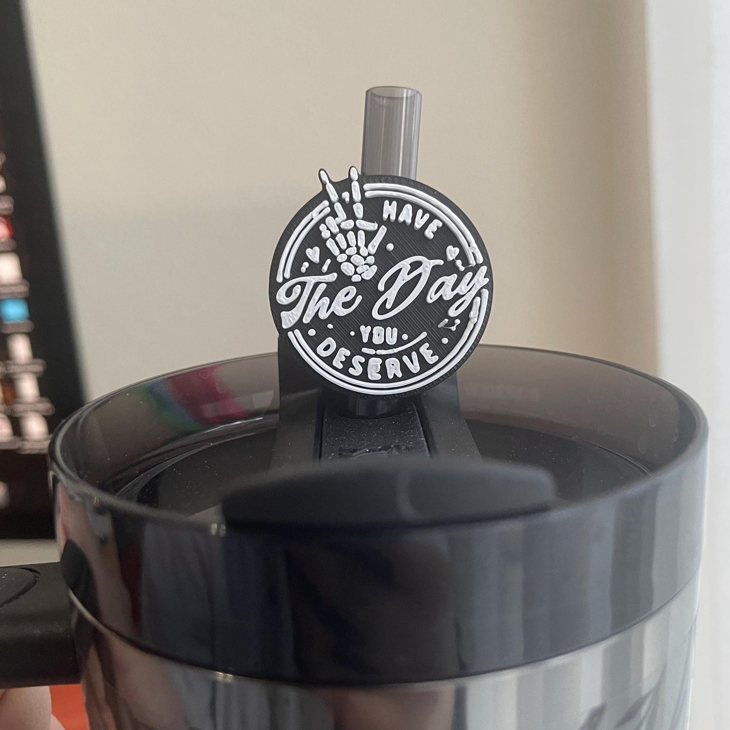 Have the Day You Deserve Desk Accessories | Pen Holder, Post-It Note Holder, Straw Topper, Jumbo Paper Clip | Funny Office Gift
