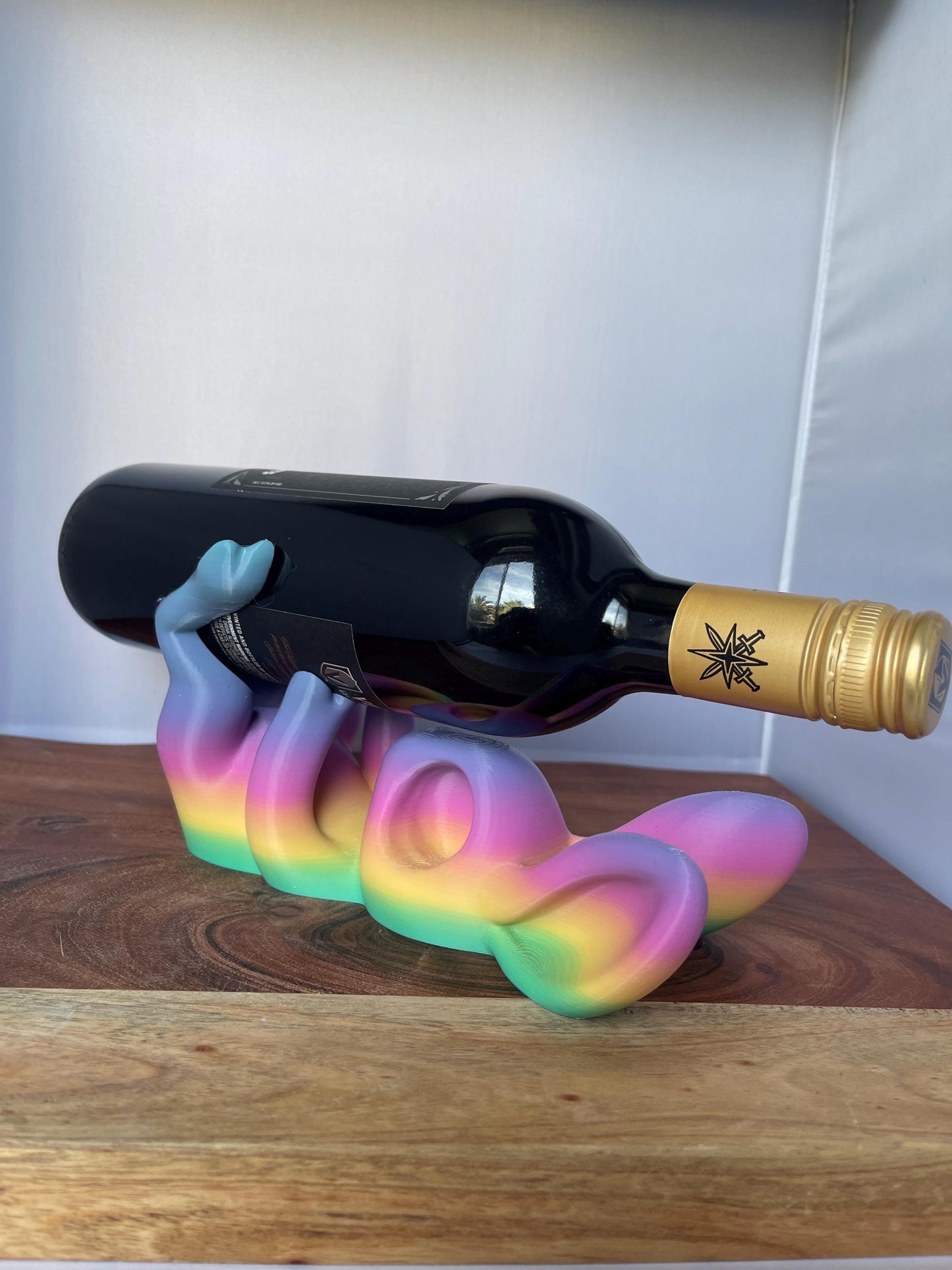 Bunny Wine Bottle Holder | Rabbit Wine Rack | Cute Bunny Wine Holder | Easter Decor | Wine Lover Gift | Rainbow Wine Bottle Stand