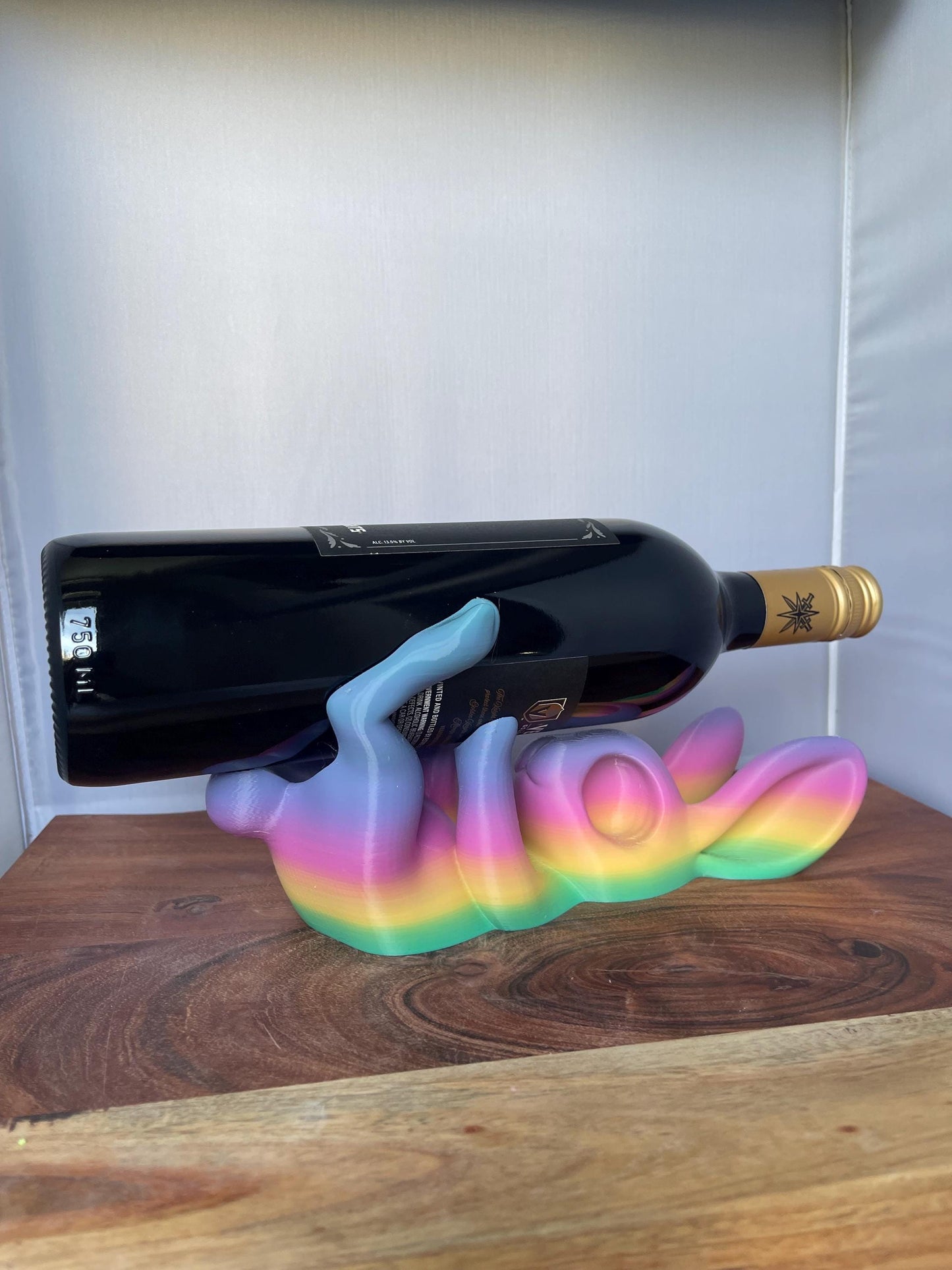 Bunny Wine Bottle Holder | Rabbit Wine Rack | Cute Bunny Wine Holder | Easter Decor | Wine Lover Gift | Rainbow Wine Bottle Stand