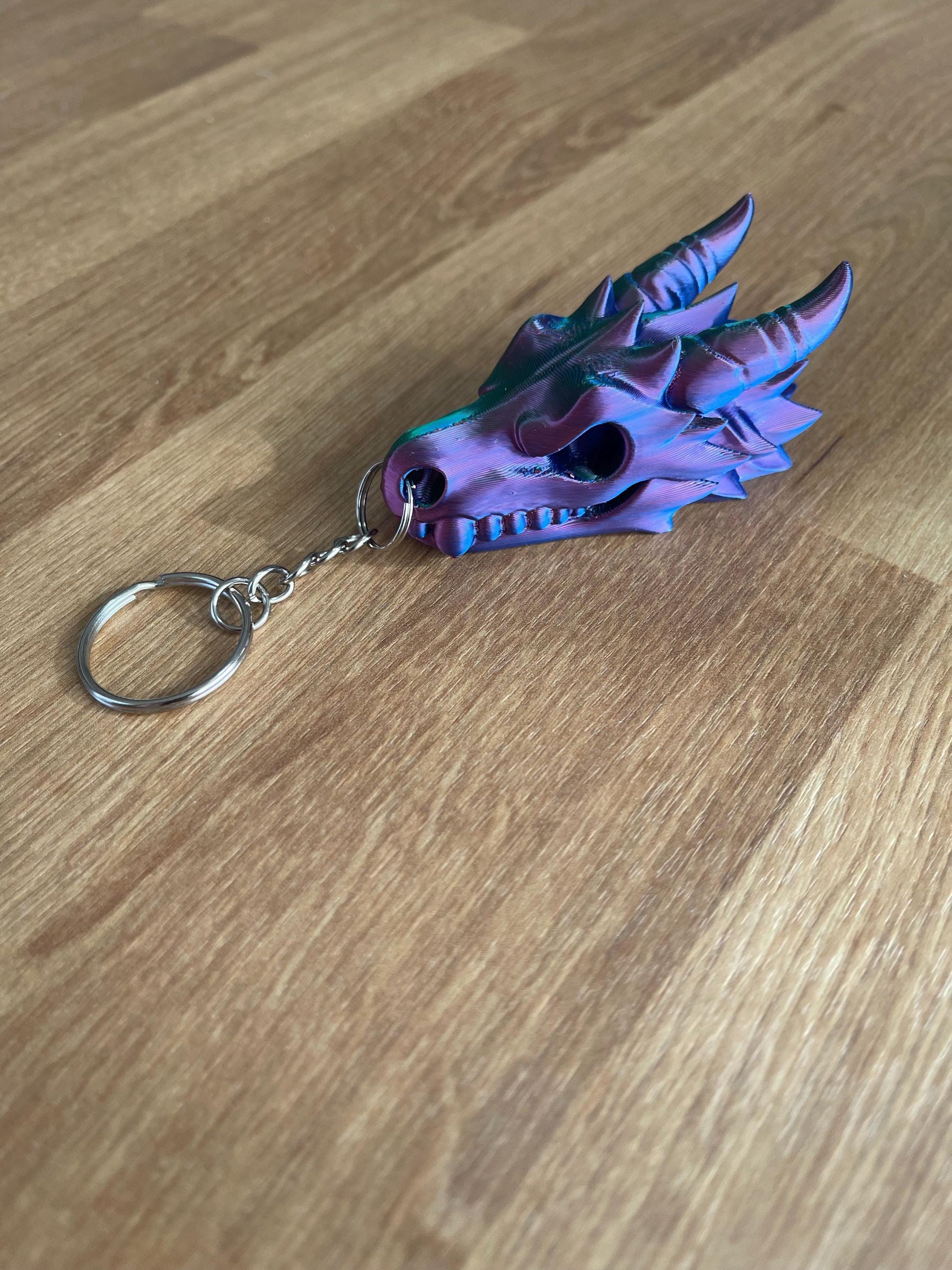 Dragon Skull Keychain, 3D Printed Dragon Head Keyring, Gothic Dragon Gift, Fantasy Keychain, DND Dragon Skull, Mythical Creature Key Holder