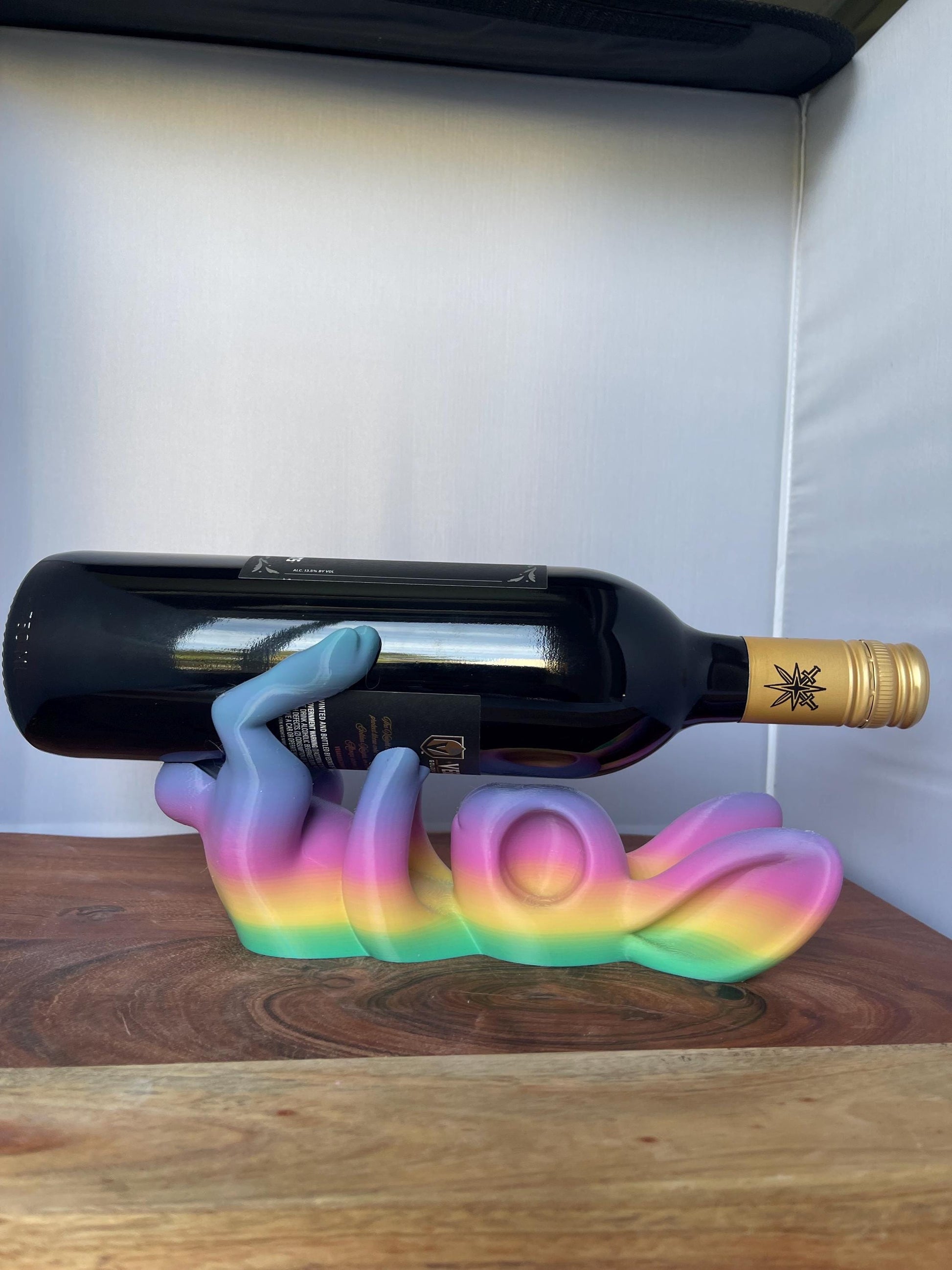 Bunny Wine Bottle Holder | Rabbit Wine Rack | Cute Bunny Wine Holder | Easter Decor | Wine Lover Gift | Rainbow Wine Bottle Stand