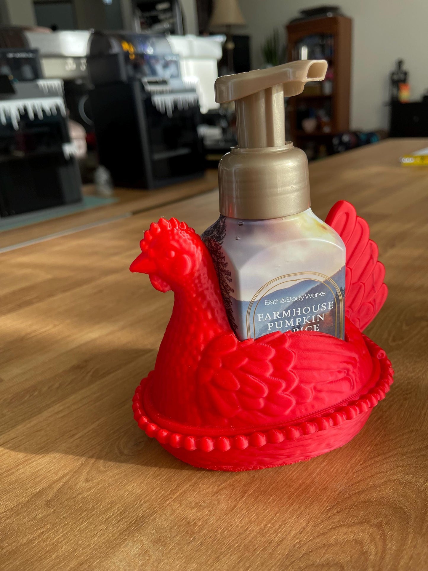 Hen Soap Holder for Bath & Body Works | Chicken in Nest Soap Holder with Hinged Lid | Farmhouse Kitchen Decor | Farm Animal Sink Holder