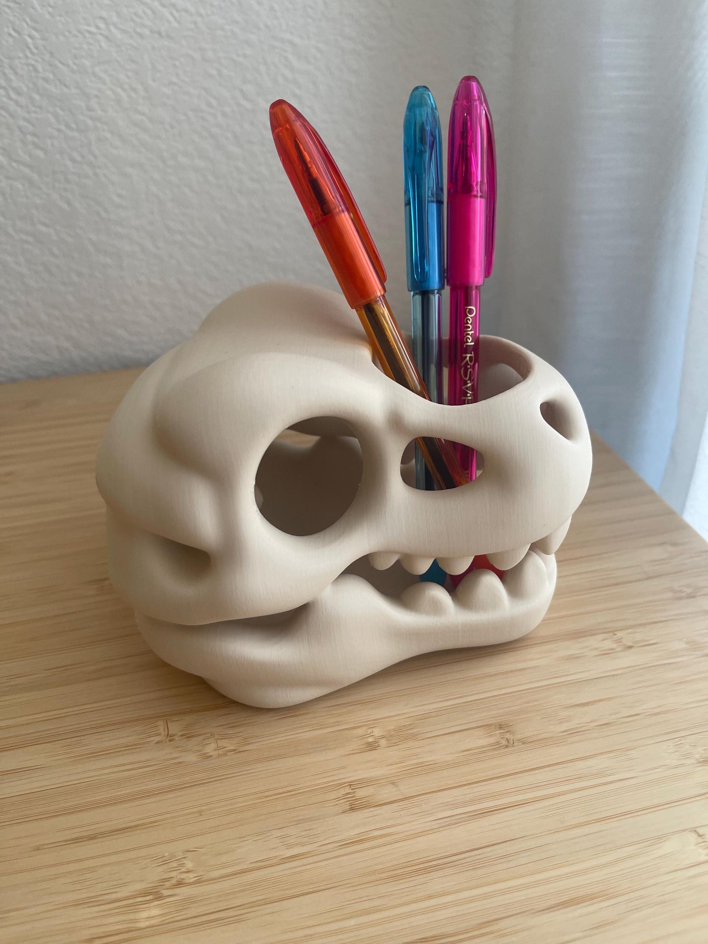 Dinosaur Skull Pen Holder | Dino Toothbrush Holder | Gothic Desk Organizer | Paintbrush Holder | 3D Printed Bathroom Decor