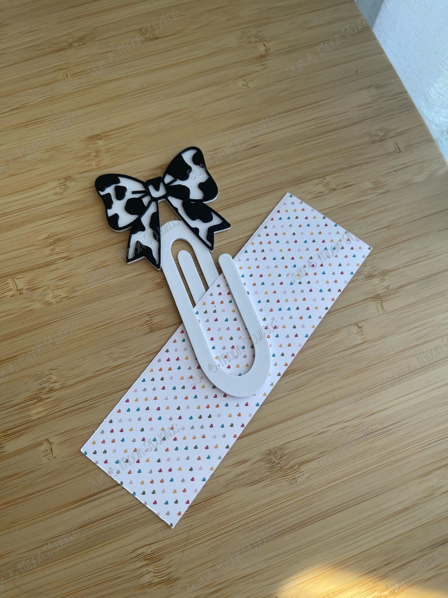Cow Print Bow Desk Set | Western Office Decor, Pen Holder, Post-it Holder, Bookmark