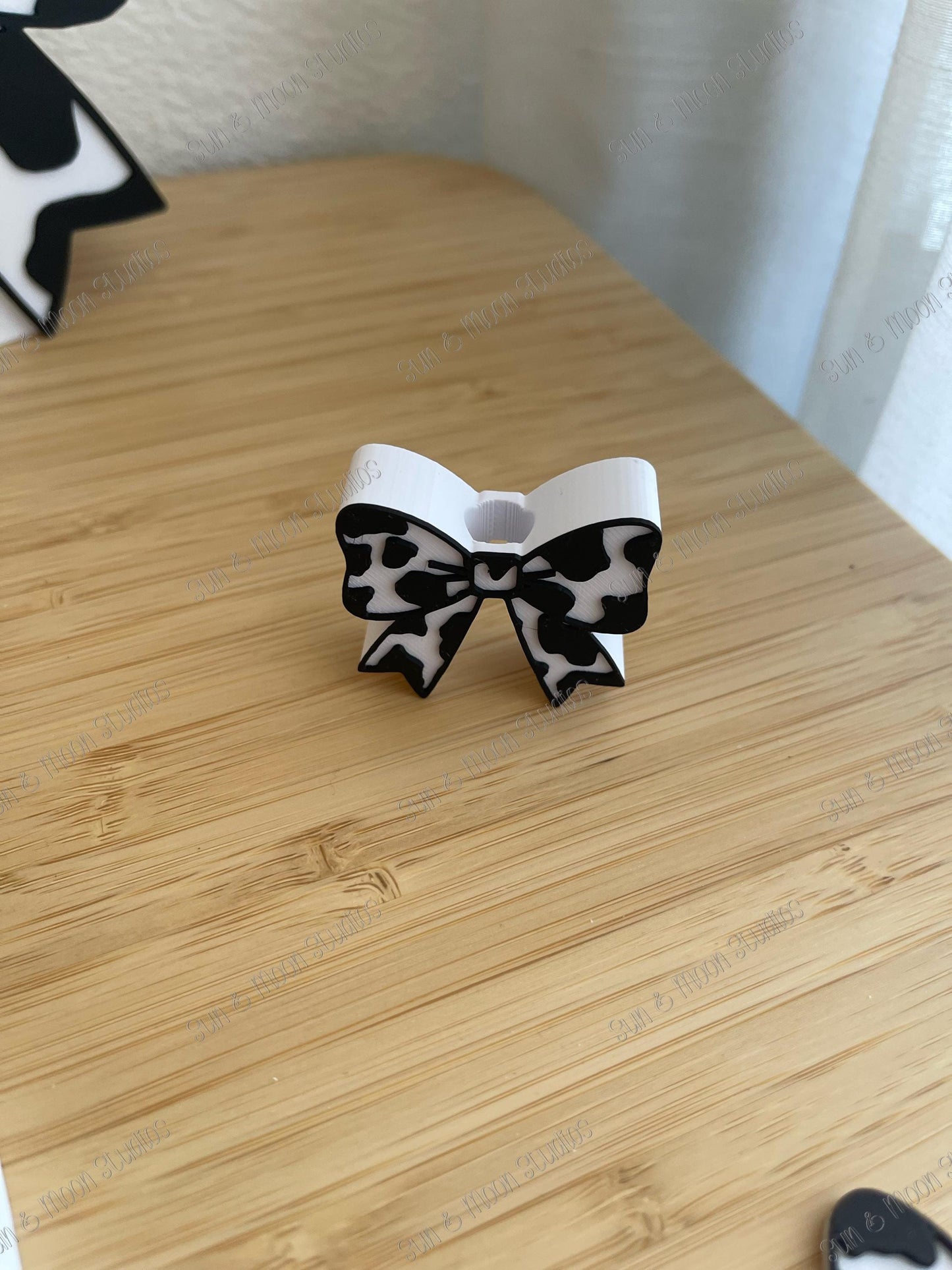 Cow Print Bow Desk Set | Western Office Decor, Pen Holder, Post-it Holder, Bookmark