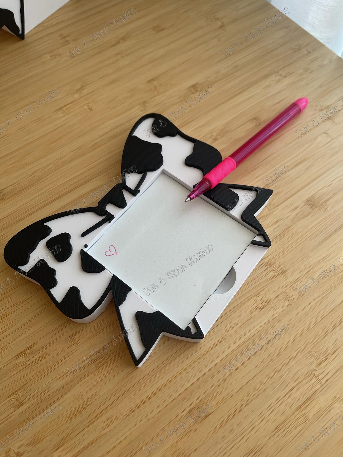 Cow Print Bow Desk Set | Western Office Decor, Pen Holder, Post-it Holder, Bookmark