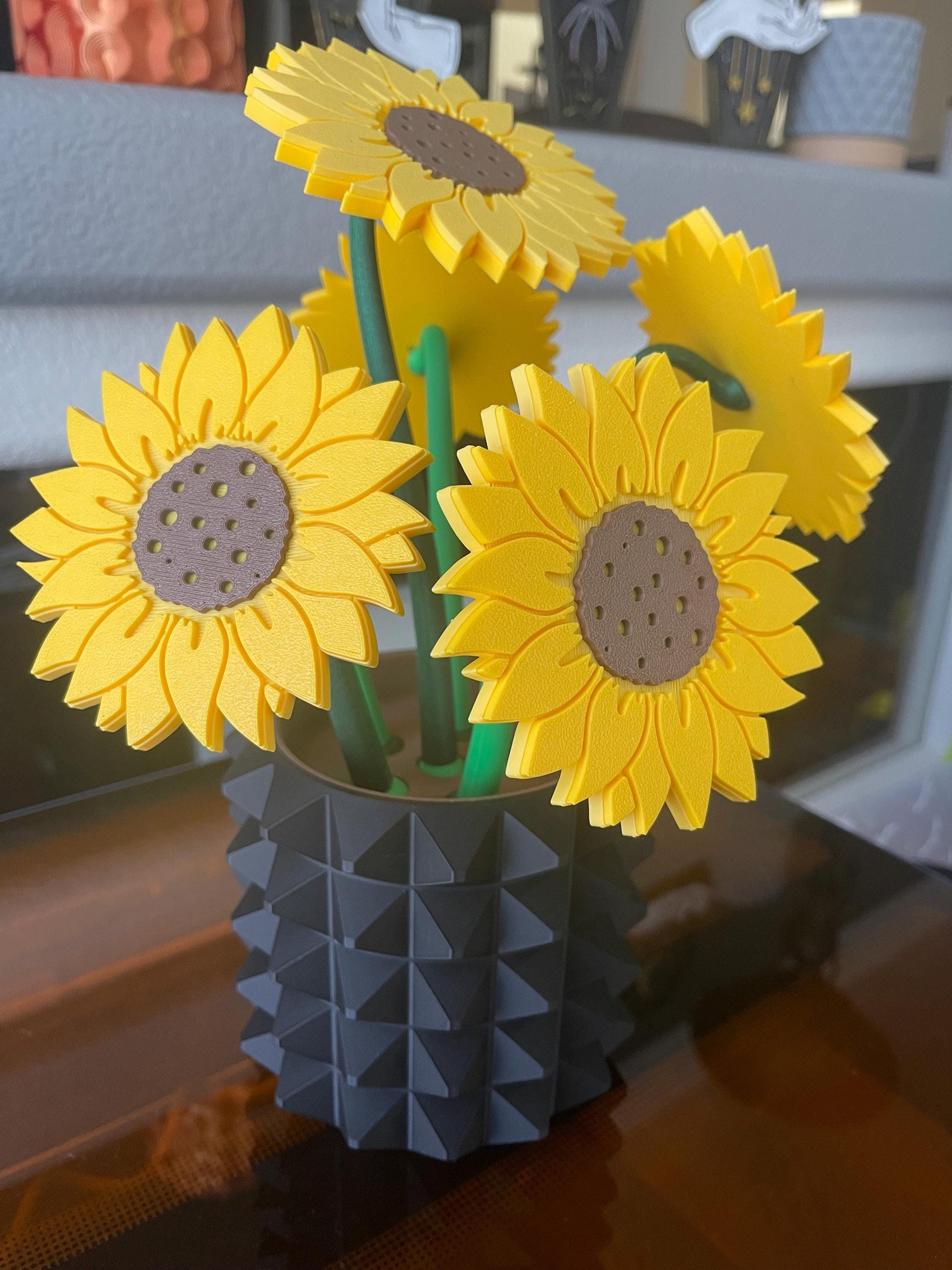 Sunflower Coaster Tree + Decorative Planter Set | Modular Base Options | Sunflower Drink Holder