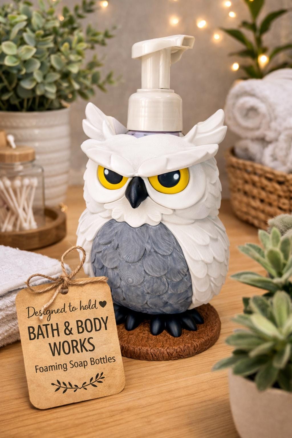 Owl Soap Holder for Bath & Body Works Foaming Soap | Woodland Bathroom Decor Stand