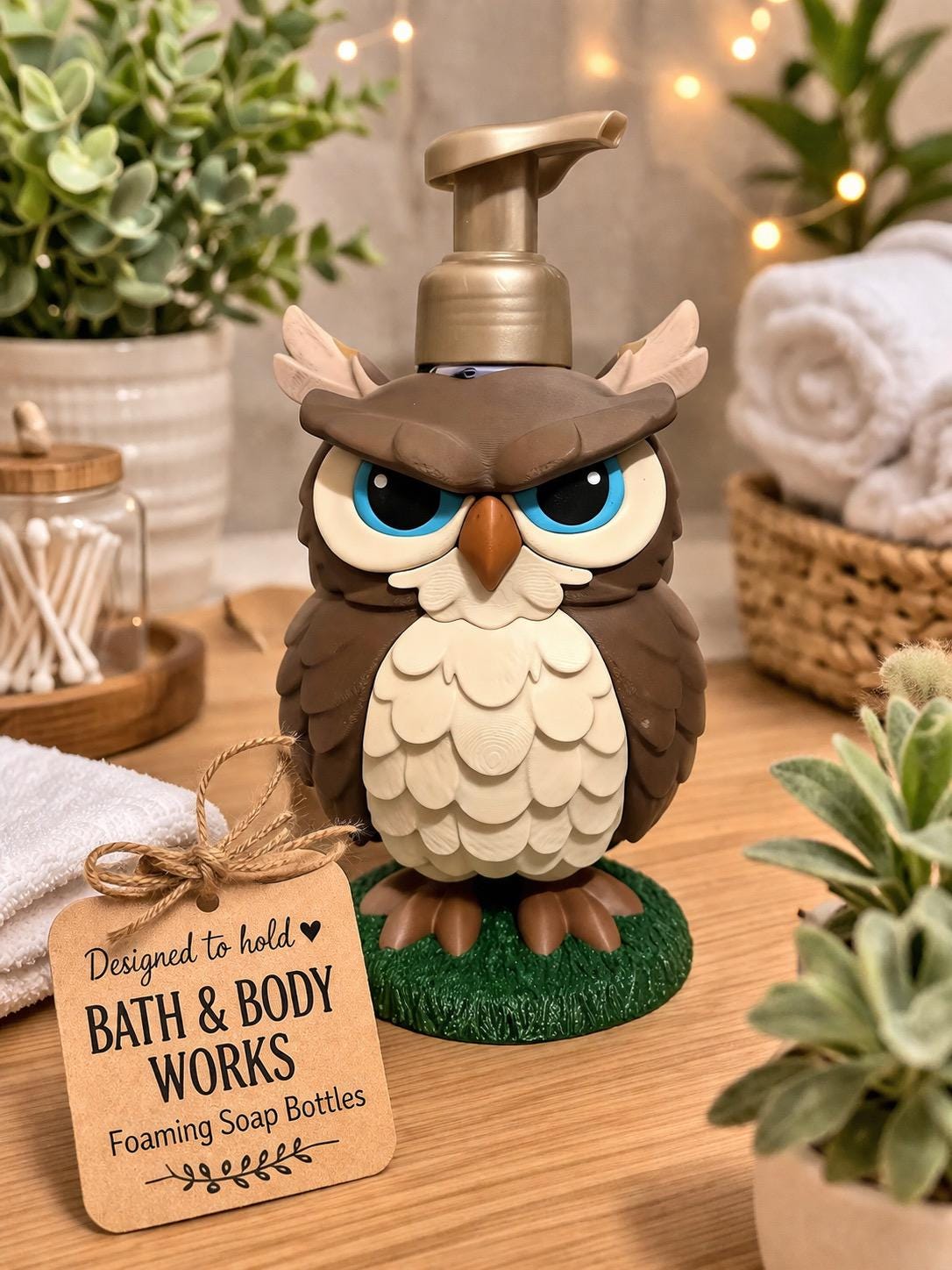 Owl Soap Holder for Bath & Body Works Foaming Soap | Woodland Bathroom Decor Stand