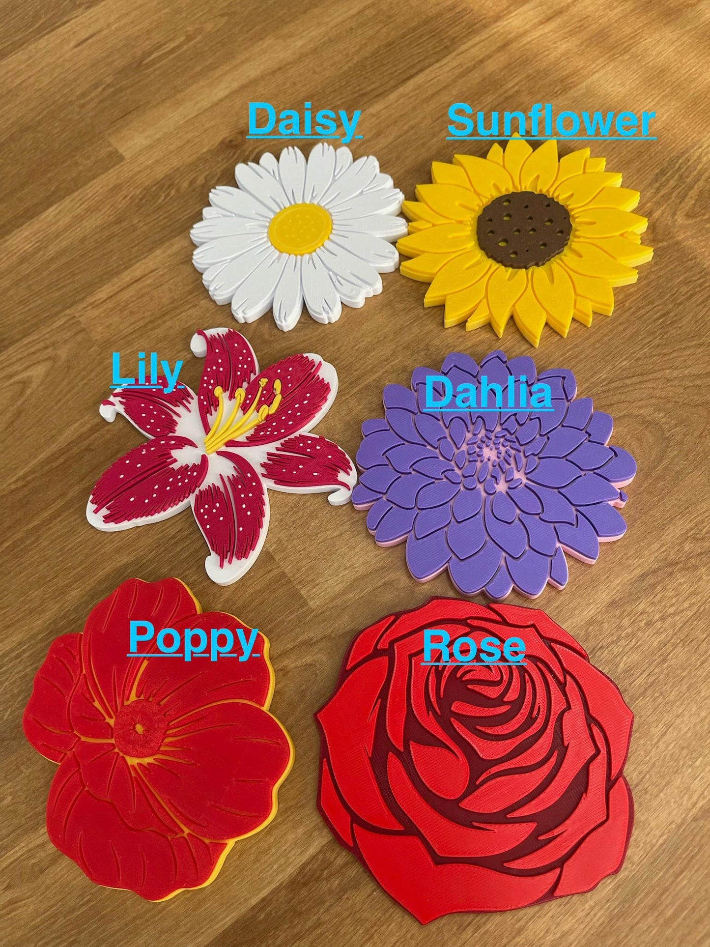 Magnetic Coaster Bouquet in Planter Pot | Custom Floral Drink Coasters | Customizable with Choice of 32 Pot Styles and 6 Flowers