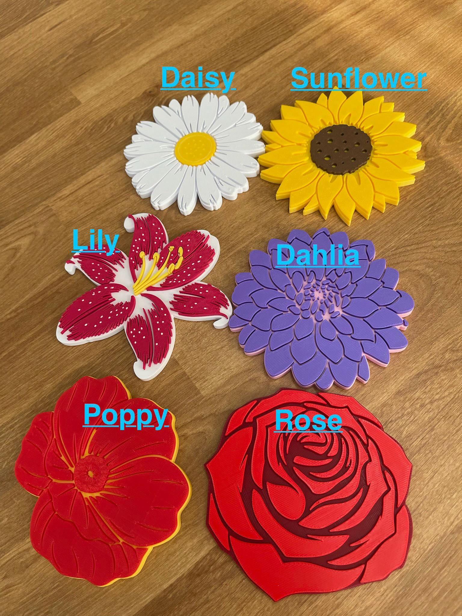 Magnetic Coaster Bouquet in Planter Pot | Custom Floral Drink Coasters | Customizable with Choice of 32 Pot Styles and 6 Flowers