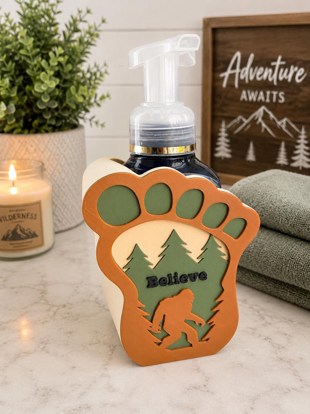 Bigfoot / Sasquatch Soap Holder for Bath & Body Works Foaming Soap | Believe Footprint Decor