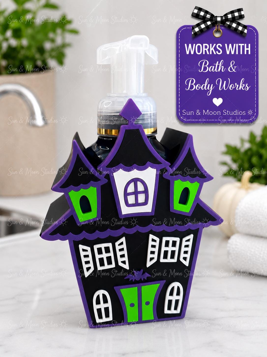 Haunted House Soap Holder for Bath & Body Works Foaming Soap | Halloween Bathroom Decor